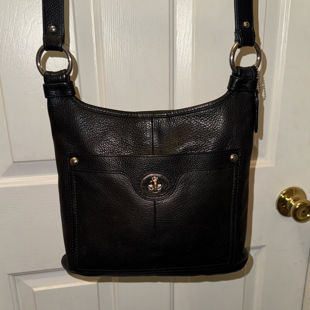 Coach Penelope Black Pebbled Leather Hipster Crossbody Bag